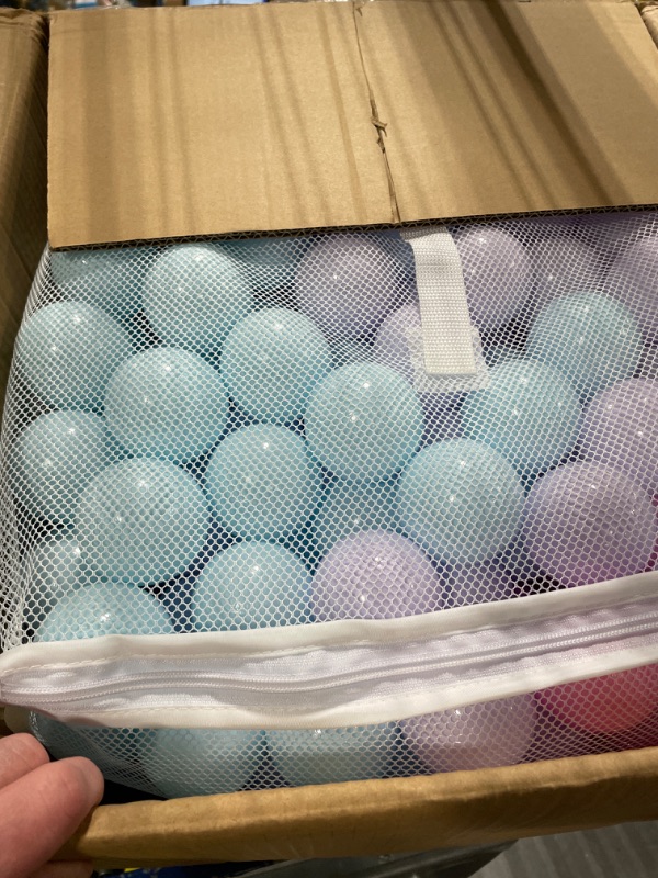 Photo 1 of Amazon Basics BPA Free Crush-Proof Plastic Ball Pit Balls with Storage Bag, Toddlers Kids 12+ Months, 6 Pastel Colors - Pack of 400 6 Pastel Colors 400 Balls