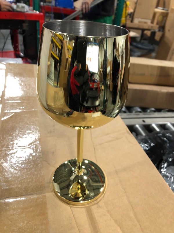 Photo 3 of **only one** Arora Stainless Steel Wine Glass 18oz - Set of 1Gold - 3.6" D x 8.3" H (851029) Gold 1