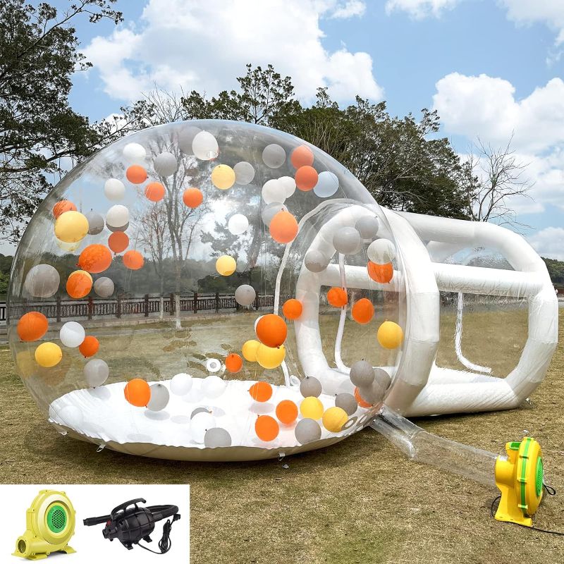 Photo 1 of  Inflatable Bubble Balloon House, Bubble Tent for Kids Party Balloons Clear Inflatable 10ft Dome for Home Party, Malls, Parks Event Exhibition (Standard-10ft Dome, 6ft Tunnel)