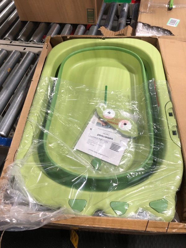Photo 1 of Beberoad Love Collapsible Toddler Bathtub Portable Travel Toddler Tub Foldable Bathtub with Adjustable Height for Toddler 1-3 (Green)
