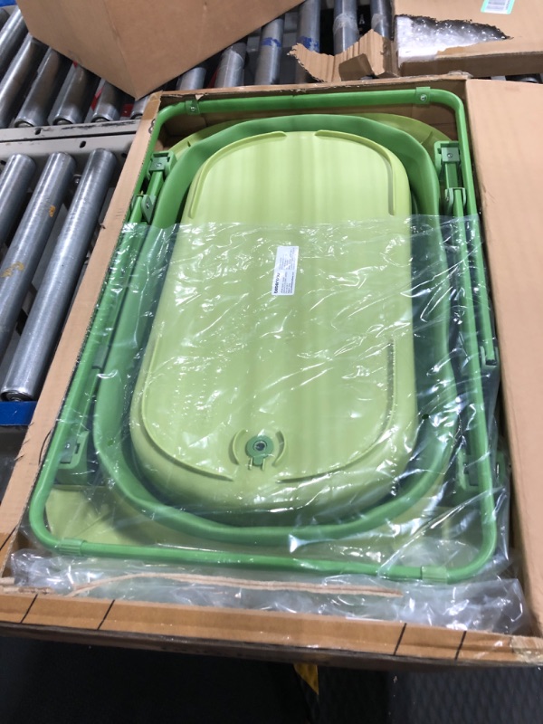 Photo 1 of Beberoad Love Collapsible Toddler Bathtub Portable Travel Toddler Tub Foldable Bathtub with Adjustable Height for Toddler 1-3 (Green)
