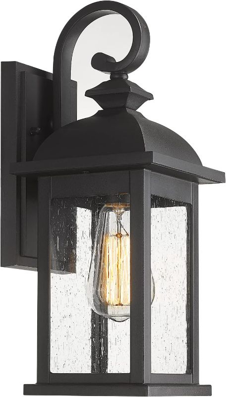Photo 1 of  Outdoor Wall Light Fixture,1-Light Exterior Waterproof Wall Sconce,E26 Socket Front Porch Lights,Anti-Rust Matte Black Finish with Seeded Glass Lampshade,4FD54B-BK