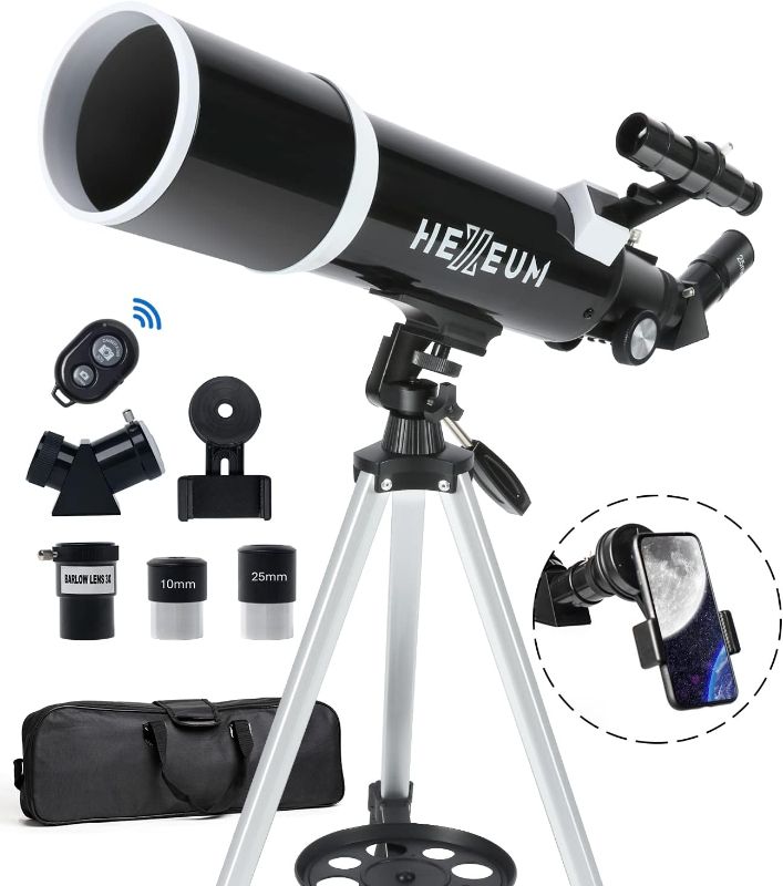 Photo 1 of Telescope for Adults & Beginner Astronomers - 80mm Aperture 600mm Fully Multi-Coated High Transmission Coatings with AZ Mount Tripod Phone Adapter, Carrying Bag, Wireless Control.
