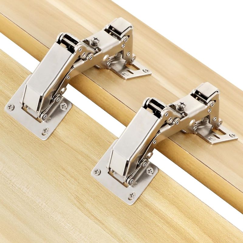 Photo 1 of 4 Pcs 175 Degree Cabinet Hinges, Silent Soft Close Cabinet Doors Hinges, Hydraulic Frameless Hidden Hinges, Adjustable Mounting Hinges with Screws for Cabinet, Cupboards, Wardrobe