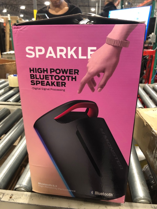 Photo 2 of Monster Sparkle Loud Bluetooth Speaker 80W, Party Speaker with Powerful Sound and Heavy Bass, Full Screen Colorful Lights, 24H Playtime, AUX, USB Playback, Portable Waterproof Speaker for Outdoor Home