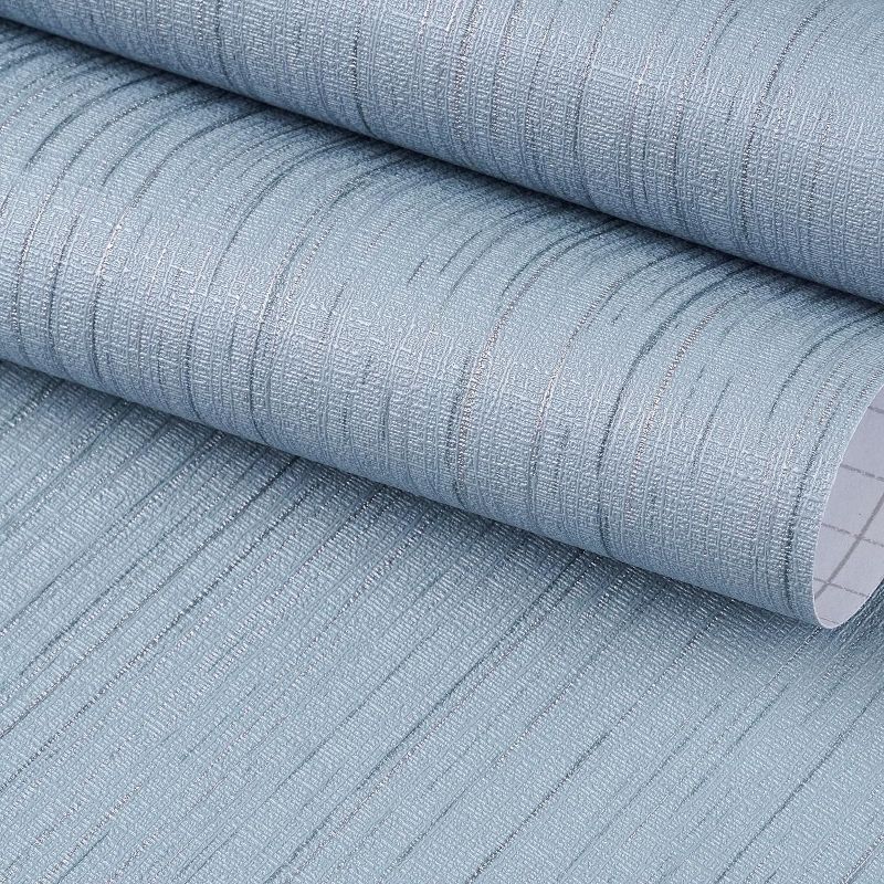 Photo 1 of  Ash Blue Grasscloth Wallpaper Peel and Stick Textured Blue Wallpaper Self Adhesive Fabric Contact Paper for Cabinets Removable Grass Cloth Linen...