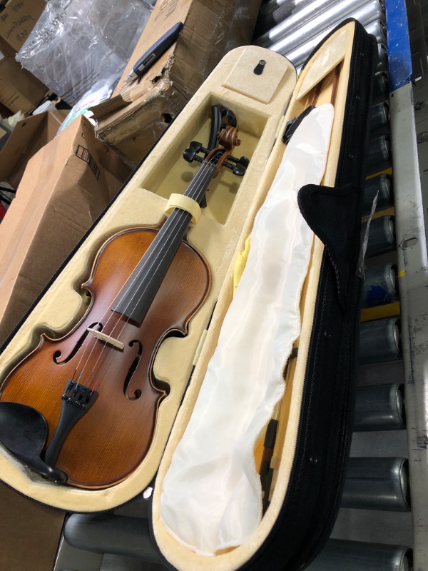 Photo 2 of  Poseidon Violin 4/4 Full Size for Beginner, Violin for Kids, Girls Violin with Premium Solidwood Spruce Top with Hard Case, Extra Bows, Extra Strings, Shoulder Rest, Rosin, Clip-on Tuner, Manual