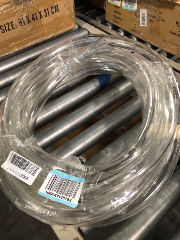 Photo 2 of 1" ID 1-1/4" OD Clear Vinyl Tubing – 25 Feet, 30 PSI, Flexible Plastic Tubing, BPA Free and Non-Toxic, Multipurpose Soft Tube Comes with 2 Hose Clamps