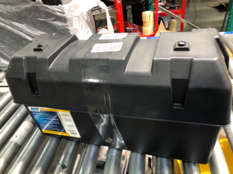 Photo 2 of Camco Heavy Duty Double Battery Box with Straps and Hardware - Group GC2 | Safely Stores RV, Automotive, and Marine Batteries | Measures Inside 21-1/2" x 7-3/8" x 11-3/16" | (55375) Frustration Free Packaging Double Battery Box