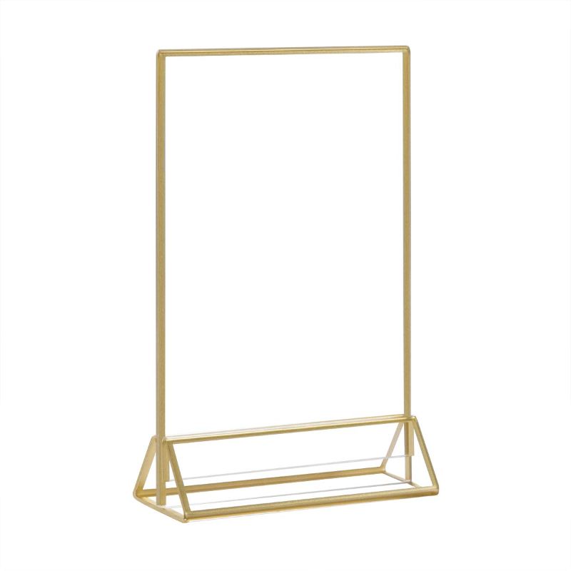 Photo 1 of Acrylic Gold Sign Holder, 5x7 Gold Acrylic Picture Frames Clear Double Sided Menu Holder for Wedding Table Number 12 Pack
***Small crack/chip*** 