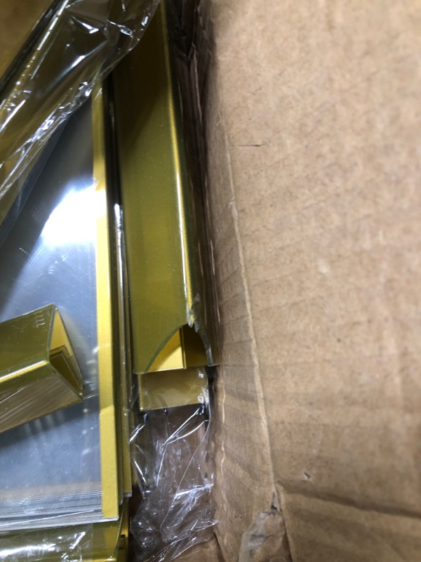 Photo 1 of Acrylic Gold Sign Holder, 5x7 Gold Acrylic Picture Frames Clear Double Sided Menu Holder for Wedding Table Number 12 Pack
***Small crack/chip*** 