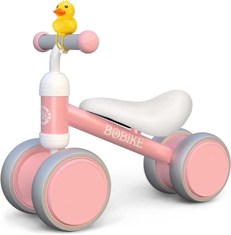 Photo 1 of Bobike Baby Balance Bike Toys for 1 Year Old Gifts Boys Girls 10-24 Months Kids Toys Toddler Best First Birthday Gifts Children Walker Baby Walker No Pedal Infant 4 Wheels Bicycle (Pink)
