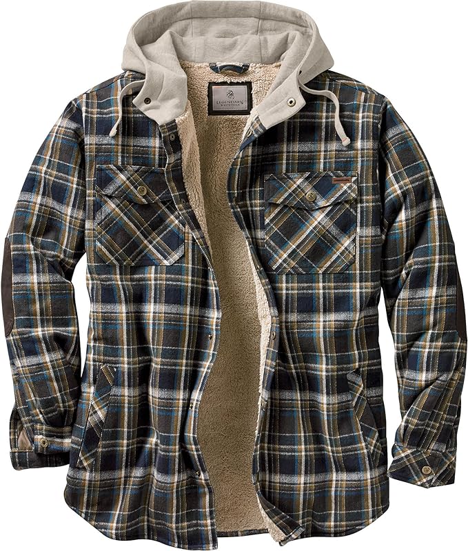 Photo 1 of Legendary Whitetails Men's Camp Night Berber Lined Hooded Flannel Shirt Jacket
