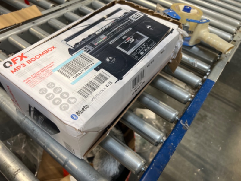 Photo 1 of QFX J-220BT Boombox MP3 Conversion from Radio to Cassette with 4-Band (AM, FM, SW1, SW2) Radio with Bluetooth, Dual 3” Speakers, Built-in Microphone, Recorder, and a 3-Band Equalizer 4-Band Cassette Player with Bluetooth