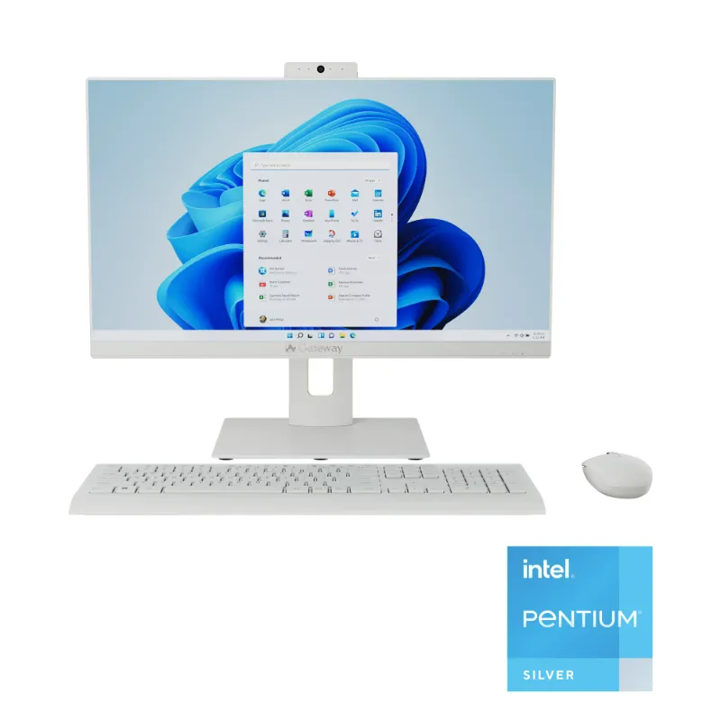 Photo 1 of Gateway 23.8" All-in-one Desktop, Fully Adjustable Stand, FHD, Intel Pentium J5040, 4GB RAM, 128GB SSD, 2MP Camera, Windows 11, Microsoft 365 Personal 1-Year Included, Mouse & Keyboard Included, White
