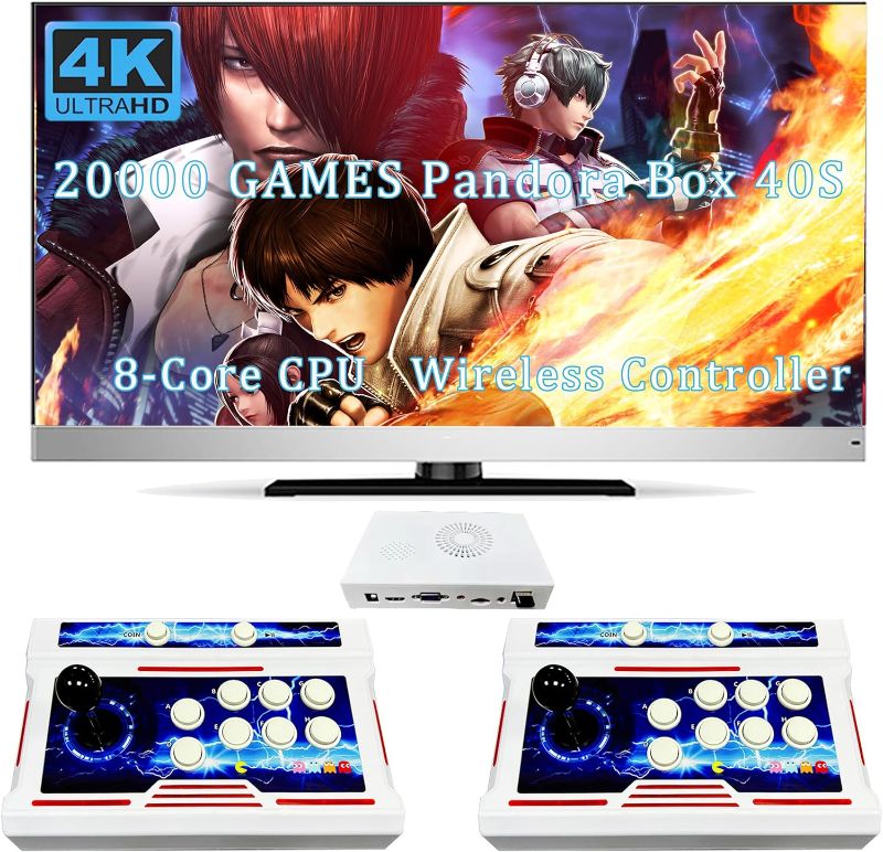 Photo 1 of RegiisJoy 20000 in 1 Wireless Pandora Box Arcade 40S Bluetooth Arcade Game Console for PC Projector 4K TV, 2-4 Players,3D Games, Search/Hide/Save/Load/Pause Games
