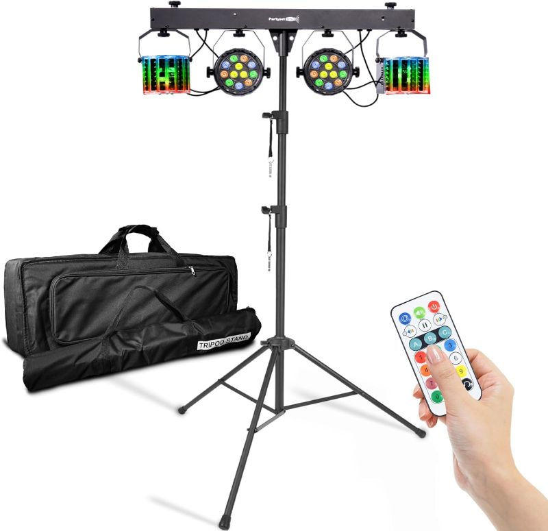 Photo 1 of Yuusei LED DJ Lighting Set, RGB Party Bar Package Sound Activated Stage Lighting System, DMX & Remote Control, Portable Gig Bars Lighting Kit with Stand and Bag