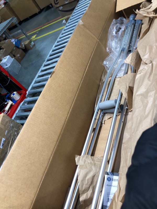 Photo 1 of BodyMed Aluminum Crutches, Adult, Tall, 5' 10"–6' 6" – Pair of Lightweight, Height Adjustable Crutches – Includes Padded Underarm Cushions, Hand Grips, & Rubber Tips – Max. Weight Capacity 300 lb. Tall, 5'10" – 6'6"