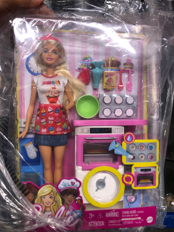 Photo 3 of Barbie Bakery Chef Doll & Playset, Toy Oven with 'Timer' Sound, Rising Desserts, Color-Change & Cooking Accessories