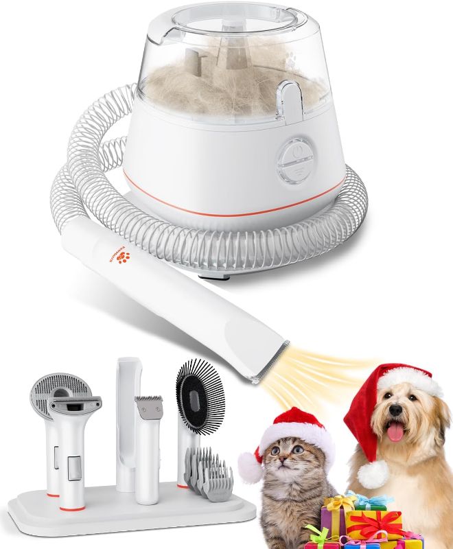 Photo 1 of 
Upgraded Pet Grooming Kit & Vacuum - 5 in 1 Tool with Powerful Suction, Rechargable Clippers & Trimmer, DeShedding Brush & Hair Remover for Dogs & Cats with 1.4L Dust Cup