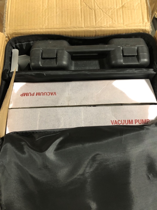 Photo 3 of AUTOGEN Portable 4CFM 1/3HP Air Vacuum Pump, HVAC R134a R12 R22 R502 A/C Refrigeration Kit Manifold Gauge Set & Leak Detector &Carrying Tote(Without Oil)
