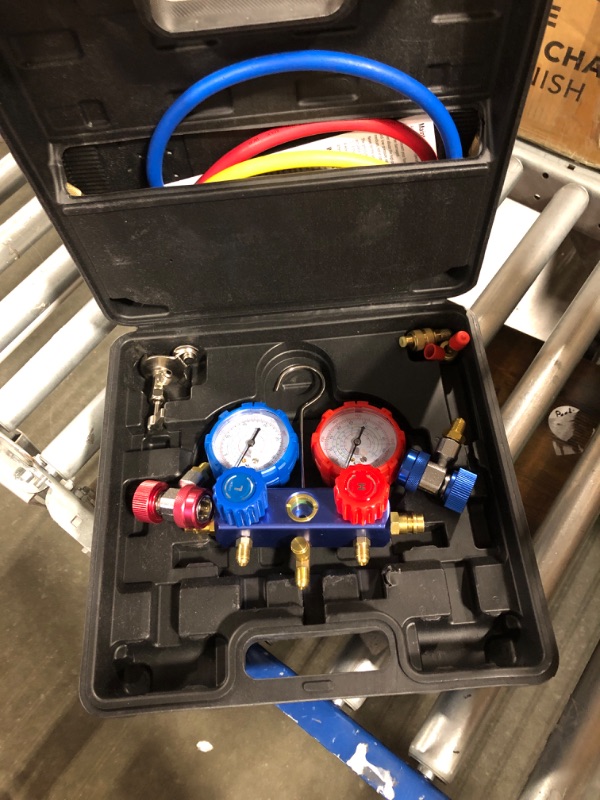 Photo 5 of AUTOGEN Portable 4CFM 1/3HP Air Vacuum Pump, HVAC R134a R12 R22 R502 A/C Refrigeration Kit Manifold Gauge Set & Leak Detector &Carrying Tote(Without Oil)