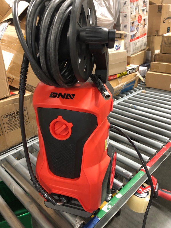 Photo 2 of DNA MOTORING TOOLS-00229 Up to 2176 PSI Pressure 2.4 GPM Max Flow Electric Pressure Washer for Yard and Car Cleaning with Spray Nozzle Foam Bottle + 4 Turbo Nozzles IPX5 Driveway Patio Deck(Red)