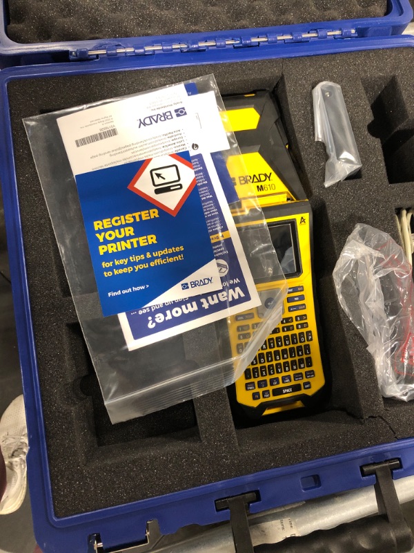 Photo 1 of Brady M610 Handheld Label Maker with Hard Case (M610-KIT). Durability Meets The widest Range of Data Entry Options. Replaces BMP61,Yellow/Gray, Large