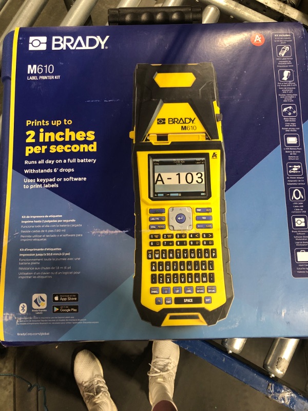 Photo 1 of Brady M610 Handheld Label Maker with Hard Case (M610-KIT). Durability Meets The widest Range of Data Entry Options. Replaces BMP61,Yellow/Gray, Large