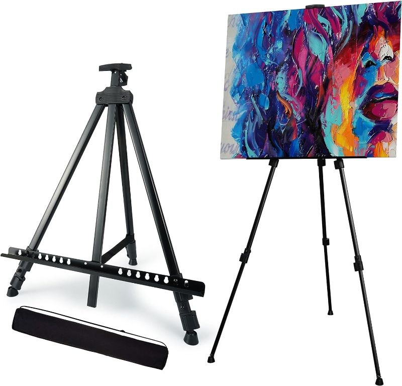 Photo 1 of Artify 67 Inches Double Tier Easel Stand, Adjustable Height from 22-67”, 3 in 1, for Painting and Display with a Carrying Bag, 1PACK