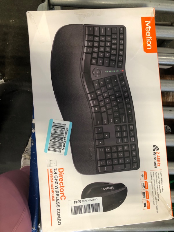 Photo 1 of MEETION Ergonomic Wireless Keyboard and Mouse, Ergo Keyboard with Vertical Mouse, Split Keyboard with Cushioned Wrist, Palm Rest, Natural Typing, Rechargeable, Full Size, Windows/Mac/Computer/Laptop