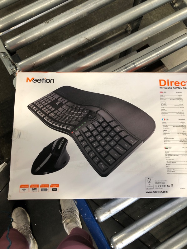 Photo 1 of MEETION Ergonomic Wireless Keyboard and Mouse, Ergo Keyboard with Vertical Mouse, Split Keyboard with Cushioned Wrist, Palm Rest, Natural Typing, Rechargeable, Full Size, Windows/Mac/Computer/Laptop