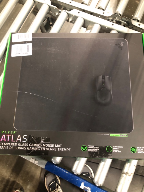 Photo 2 of Razer Atlas Tempered Glass Gaming Mouse Mat: Ultra-Smooth Micro-Etched Surface - Dirt and Scratch-Resistant - Anti-Slip Base - Quiet Mouse Movements - Black