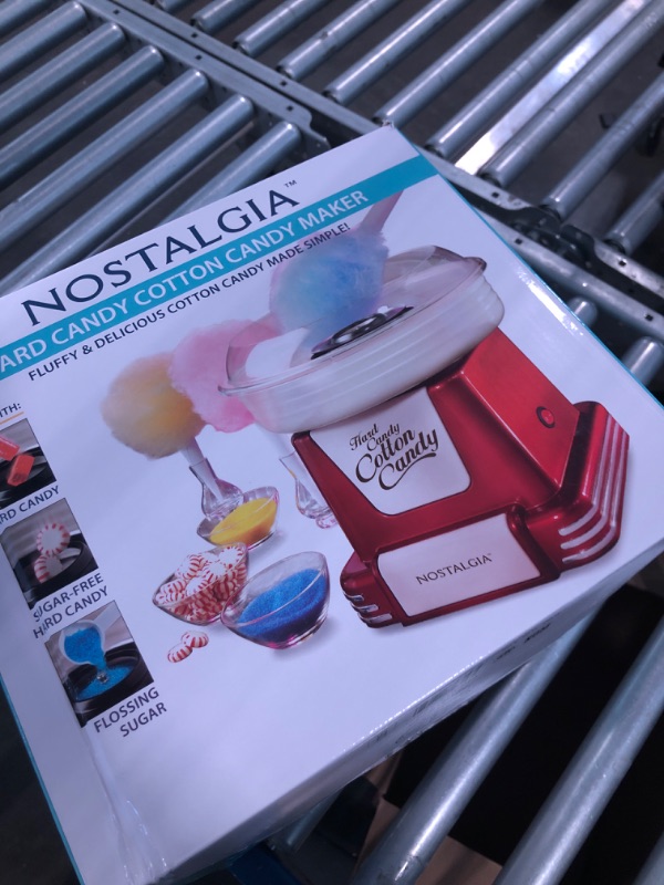 Photo 2 of *******HEATS UP BUT DOESN'T SPIN FOR PARTS***  Nostalgia Retro Countertop Cotton Candy Maker & Flossing Sugar, Includes 2 Reusable Cones, 1 Sugar Scoop, and 1 Extractor Head, Retro Red & Cotton Candy Flossing Sugar, 48 Ounces Retro-red Candy Maker + Floss