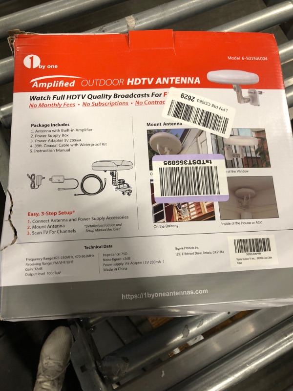 Photo 2 of 1byone Outdoor TV Antenna 360° Omni-Directional Reception Long 100+ Miles Range Enhance VHF&UHF 4K Ready HDTV Antenna with Added Stability for Outdoor/Attic/RV Use - 39ft RG6 Coax Cable 360°Omni-Directional TV Antenna