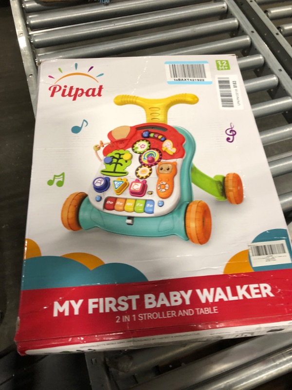 Photo 2 of 3 in 1 Sit to Stand Walker, Baby Push Walker with Musical Play Table, Speed & Height Adjustable Learning Walker for Baby for 12 Month and Up
