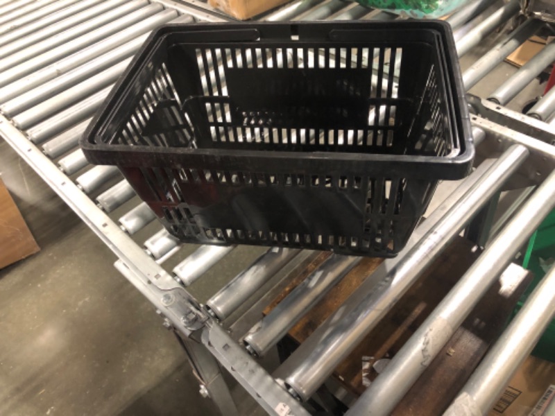 Photo 2 of 21L Shopping Basket Black Basket With Plastic Handles For Supermarket shop Black Plastic Shopping Basket Convenient Sundries Laundry Basket 12 Pack Shopping Basket 21L(Black) 12 Baskets