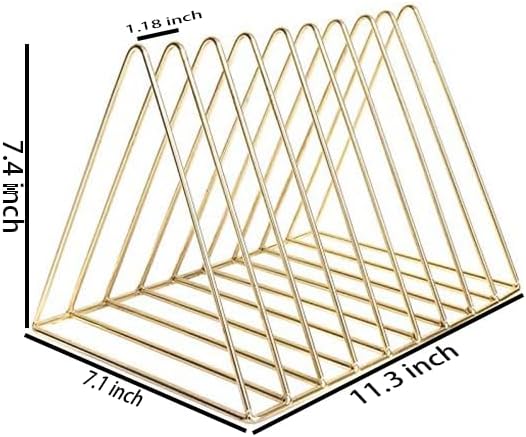 Photo 1 of Cq acrylic Triangle File Folder Racks and Magazine Holder,10 Lattice Metal Newspaper Holder Magazine File Storage for Office Home Decoration,Gold