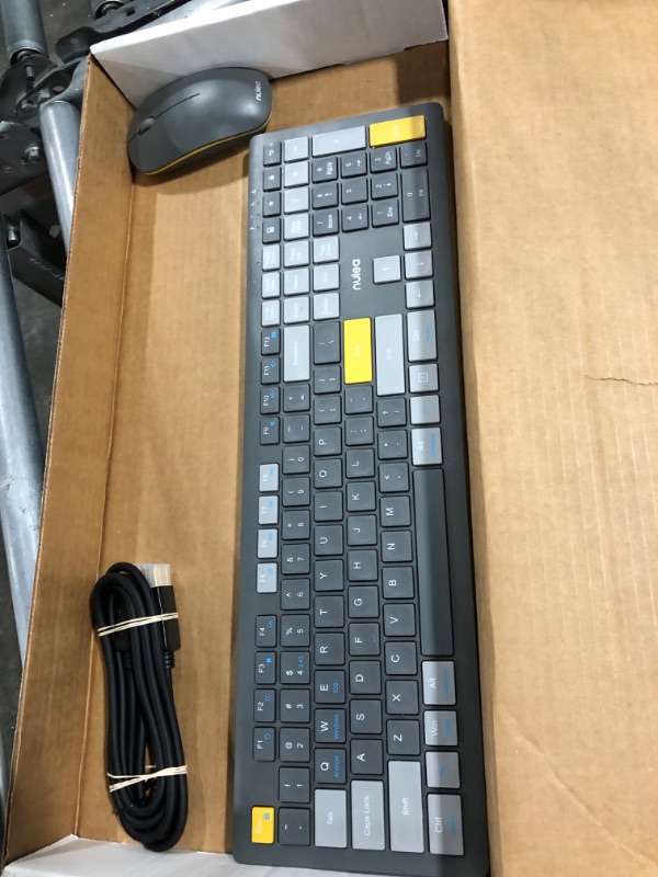 Photo 1 of Nulea KM74 Ultra-Slim Wireless Keyboard and Mouse Combo, 2.4GHz Connection, Full-Size Keyboard with Number Pad Silent Keyboard Mouse Set Compatible for Windows, Mac, MacBook/Air/Pro, Computer A-Yellow