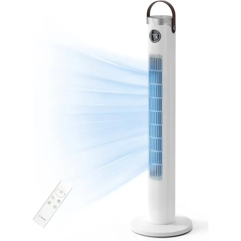 Photo 1 of Antarctic Star Tower Fan Portable Electric Oscillating Fan Quiet Cooling Remote Control Standing Bladeless Floor Fans 3 Speeds Wind Modes Timer Bedroom Office