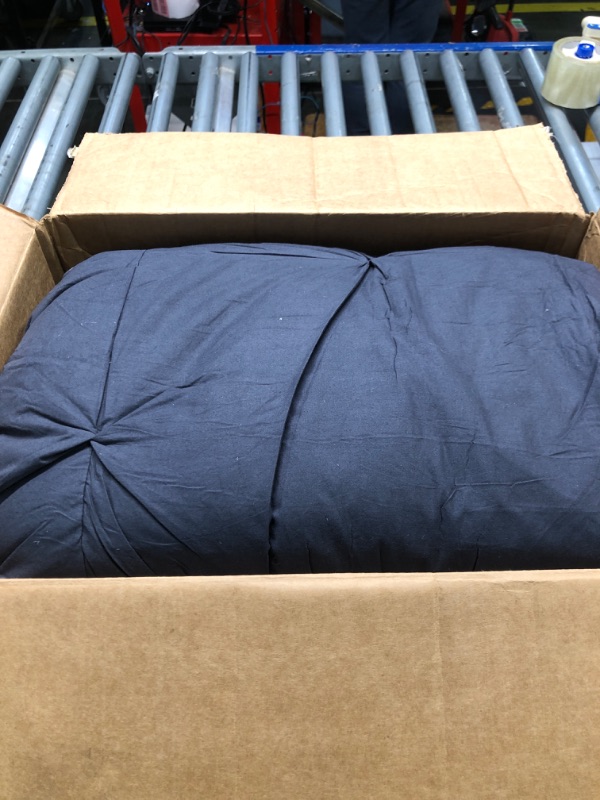 Photo 2 of Nehit All-Season Comforter Queen Navy Blue Solid,  Quiled Pinch Pleated Comforter Set 1000 TC Cotton(Comforter Cover/Pillow Insert Not Included) Queen Navy Blue