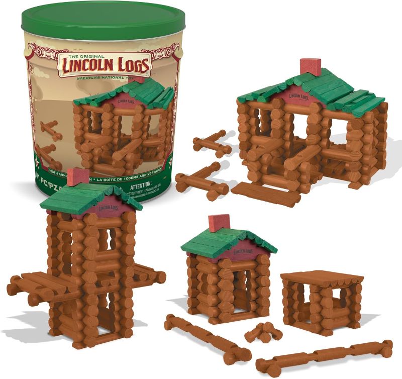 Photo 1 of 
Lincoln Logs – 100th Anniversary Tin, 111 Pieces, Real Wood Logs - Ages 3+ - Best Retro Building Gift Set For Boys/Girls - Creative Construction Engineering