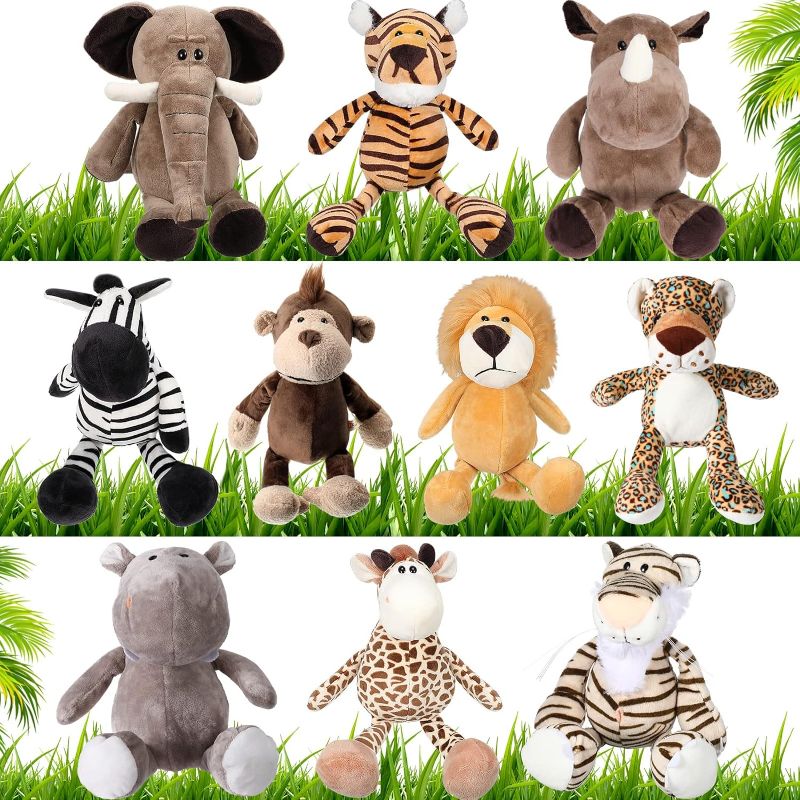Photo 1 of 
HyDren 10 Pcs Safari Stuffed Animals Plush Jungle Animal Toys for Girls Boys, Elephant Giraffe Lion Tiger Monkey Rhinoceros Zebra White Tiger Leopard Hippo