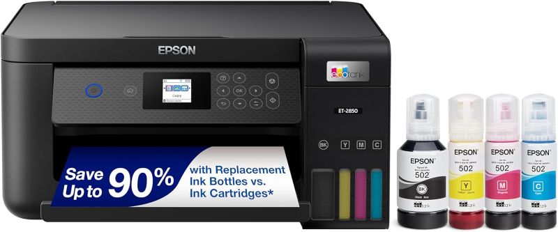 Photo 1 of Epson EcoTank ET-2850 Wireless Color All-in-One Cartridge-Free Supertank Printer with Scan