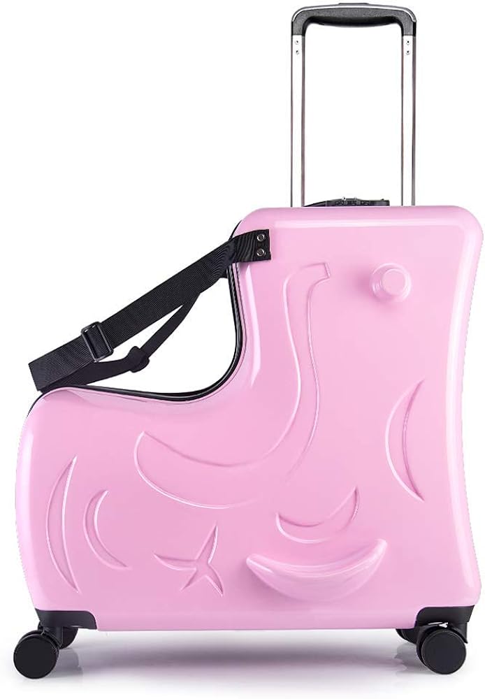 Photo 1 of A AO WEI LA OW Kids ride-on Suitcase carry-on Tollder Luggage with Wheels Suitcase to Kids aged 1-6 years old (Pink, 20 Inch)