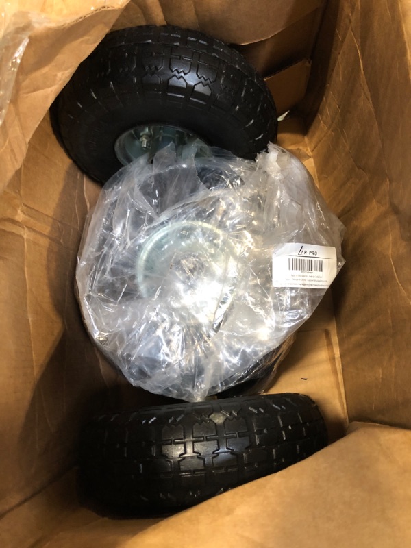 Photo 3 of (4-Pack) AR-PRO 9-Inch Solid Rubber Tires and Wheels - Replacement 4.10/3.50-4” Tires and Wheels with 5/8” Axle Bore Hole, 2.2” Offset Hub, and Double Sealed Bearings - Perfect for Gorilla Carts 4 Sliver