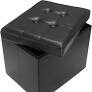 Photo 1 of AmasSmile® Folding Storage Ottoman Foot Rest Stool, 17 inch Leather Footstool Bench, Short Ottoman Stool, Storage Foot Rest Store, Books, Records Support 330 lbs, Black Black 17"*13"*13"