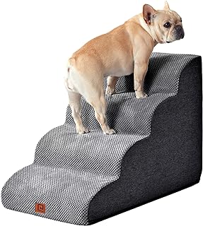 Photo 1 of Curved Dog Stairs for High Beds, 4-Step Dog Steps for Small Dogs and Cats, Pet Stairs for High Bed Climbing, Non-Slip Balanced Pet Step Indoor, Grey