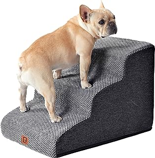 Photo 1 of Curved Dog Stairs for Small Dogs, 3-Step Dog Steps for Couch Sofa and Chair, Pet Stairs for Cats, Non-Slip Balanced Pet Steps Indoor, Grey