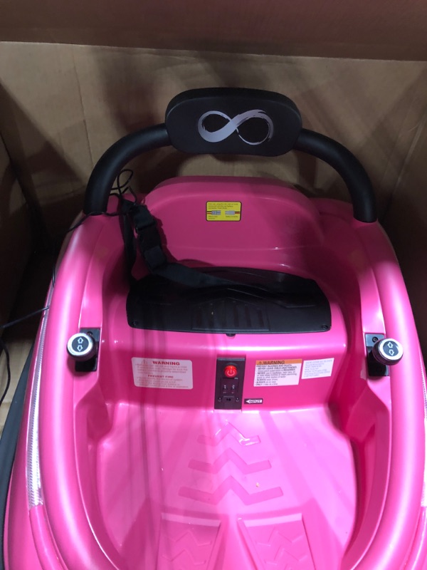 Photo 3 of ***NO REMOTE*** Electric Bumper Car for Kids - 12V Rechargeable Battery Powered Ride On Vehicle for Toddlers w/ 2 Driving Modes, Safety Belt, Remote Control, LED Lights, 360 Degree Spin, Dual Joystick Pink